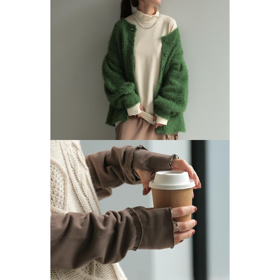 トップス 吸湿 発熱 レディース 微起毛 インナー メロー 無地 長袖 ロング ロンT ドルマン お尻が隠れる 指穴 ストレッチ チクチクしない ドロップショルダー | HUG.U | 13