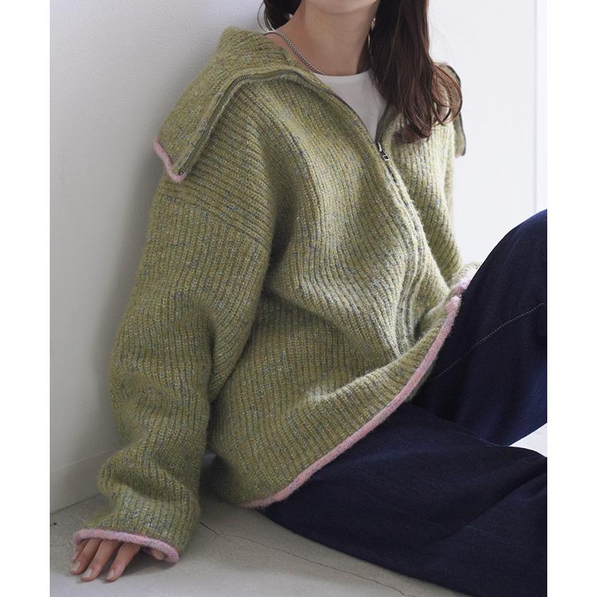 ニット 小顔 パーカー ニットパーカー アウター レディース ライトアウター トップス セーター ビッグ | HUG.U | 05