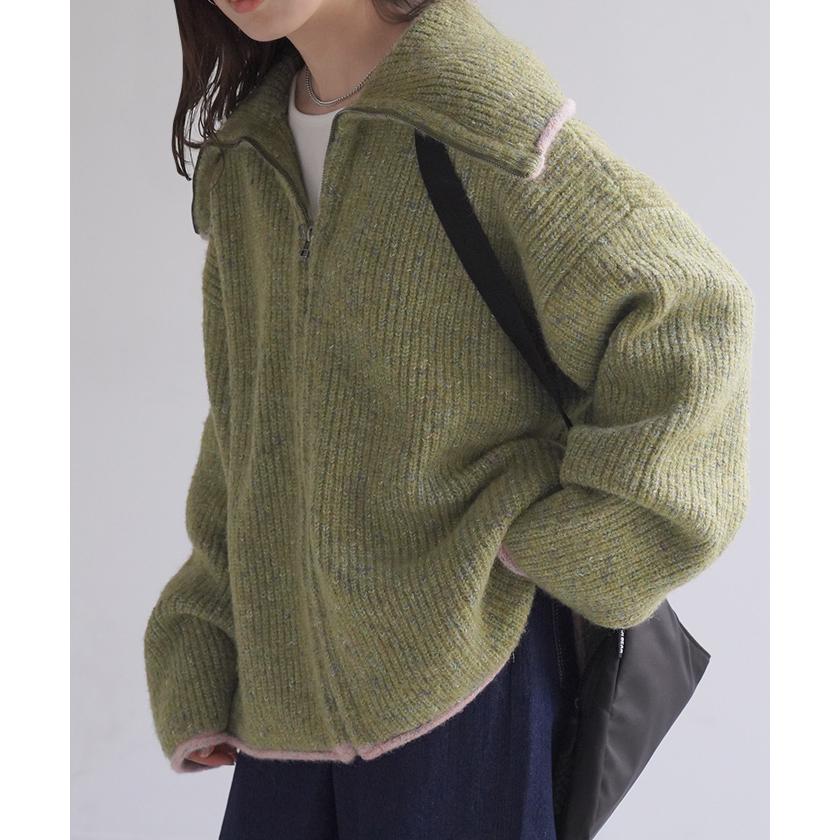 ニット 小顔 パーカー ニットパーカー アウター レディース ライトアウター トップス セーター ビッグ | HUG.U | 07