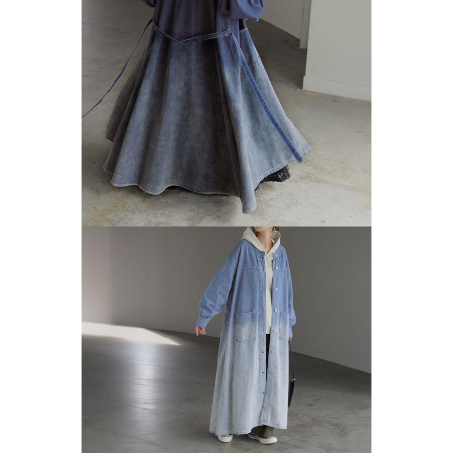 kayme ストレッチデニム　フリルシャツワンピース 完売品！9号 kayme ストレッチデニム フリルシャツワンピース 完売品！9号