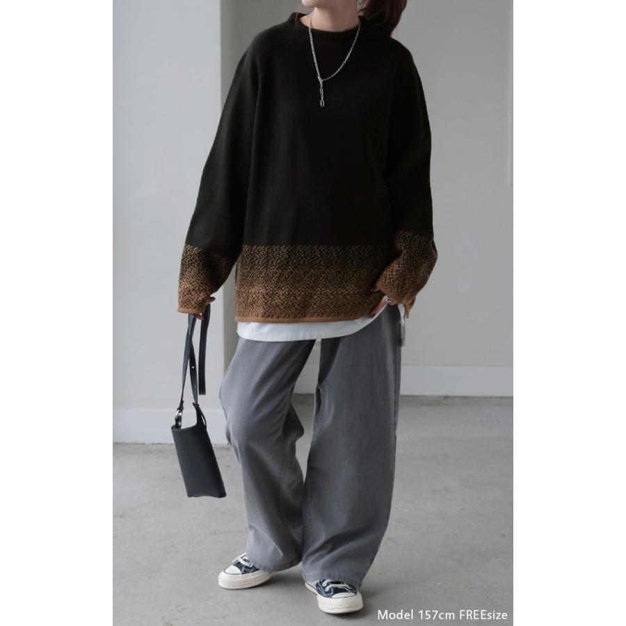 ニット グラデーション 柄 レディース トップス セーター オーバー モヘア プルオーバー ロング 長袖 長い | HUG.U | 20