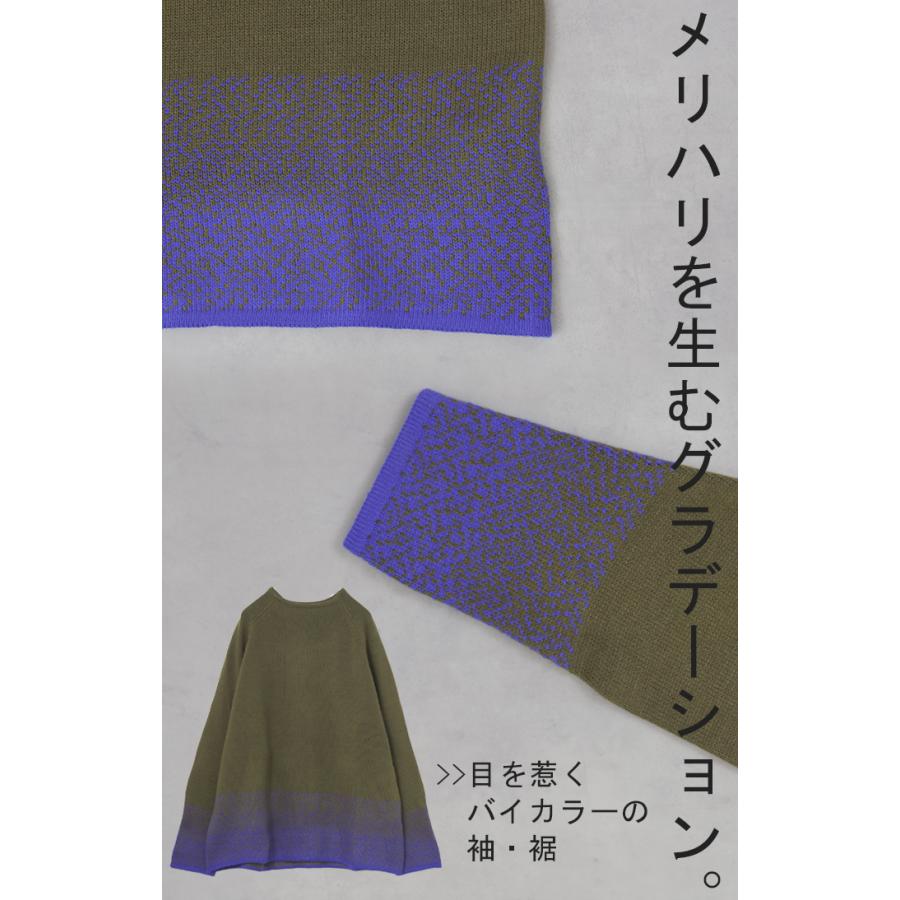 ニット グラデーション 柄 レディース トップス セーター オーバー モヘア プルオーバー ロング 長袖 長い | HUG.U | 21