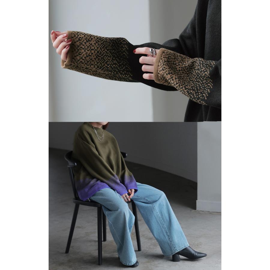 ニット グラデーション 柄 レディース トップス セーター オーバー モヘア プルオーバー ロング 長袖 長い | HUG.U | 22