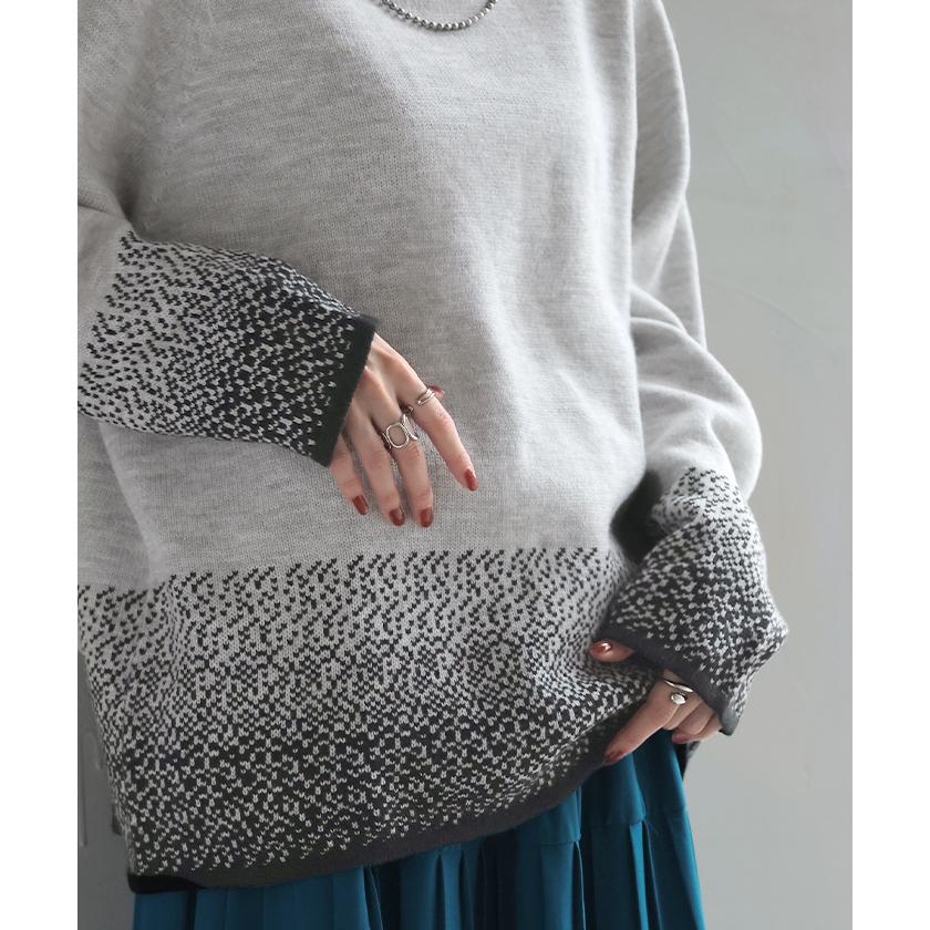 ニット グラデーション 柄 レディース トップス セーター オーバー モヘア プルオーバー ロング 長袖 長い | HUG.U | 09