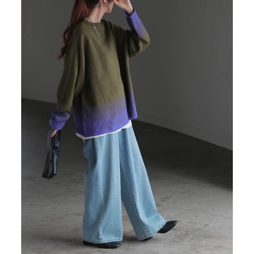 ニット グラデーション 柄 レディース トップス セーター オーバー モヘア プルオーバー ロング 長袖 長い | HUG.U | 11