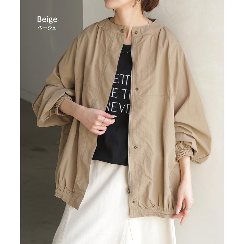 ジャケット ブルゾン 軽量 微 撥水 レディース アウター ロング コート ドルマン チュニック お尻が隠れる | HUG.U | 15