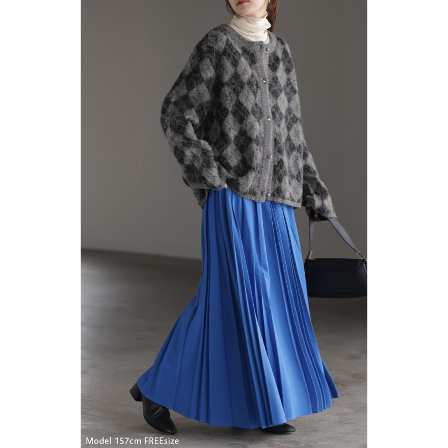 カーディガン チェック シャギー ニット ニット カーディガン アーガイル 体型カバー レディース セーター トップス ニットカーディガン 厚い カーデ | HUG.U | 07