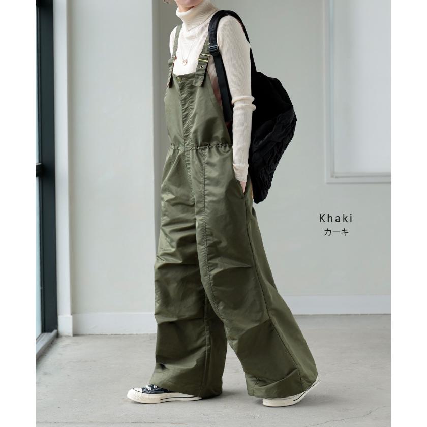 サロペット ワイド レディース サロペ パンツ ロング ロングパンツ 軽量 ミリタリー 配色 ノースリーブ | HUG.U | 12