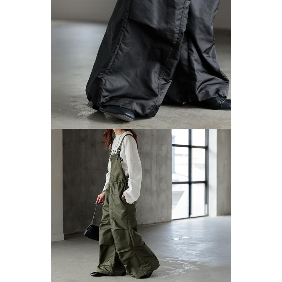 サロペット ワイド レディース サロペ パンツ ロング ロングパンツ 軽量 ミリタリー 配色 ノースリーブ | HUG.U | 19