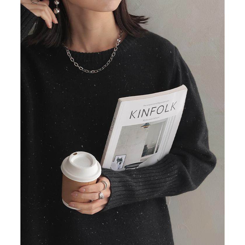 ニット ジャスト丈 ウール100% レディース ウール リブ二ット プルオーバー セーター トップス ミックス | HUG.U | 05