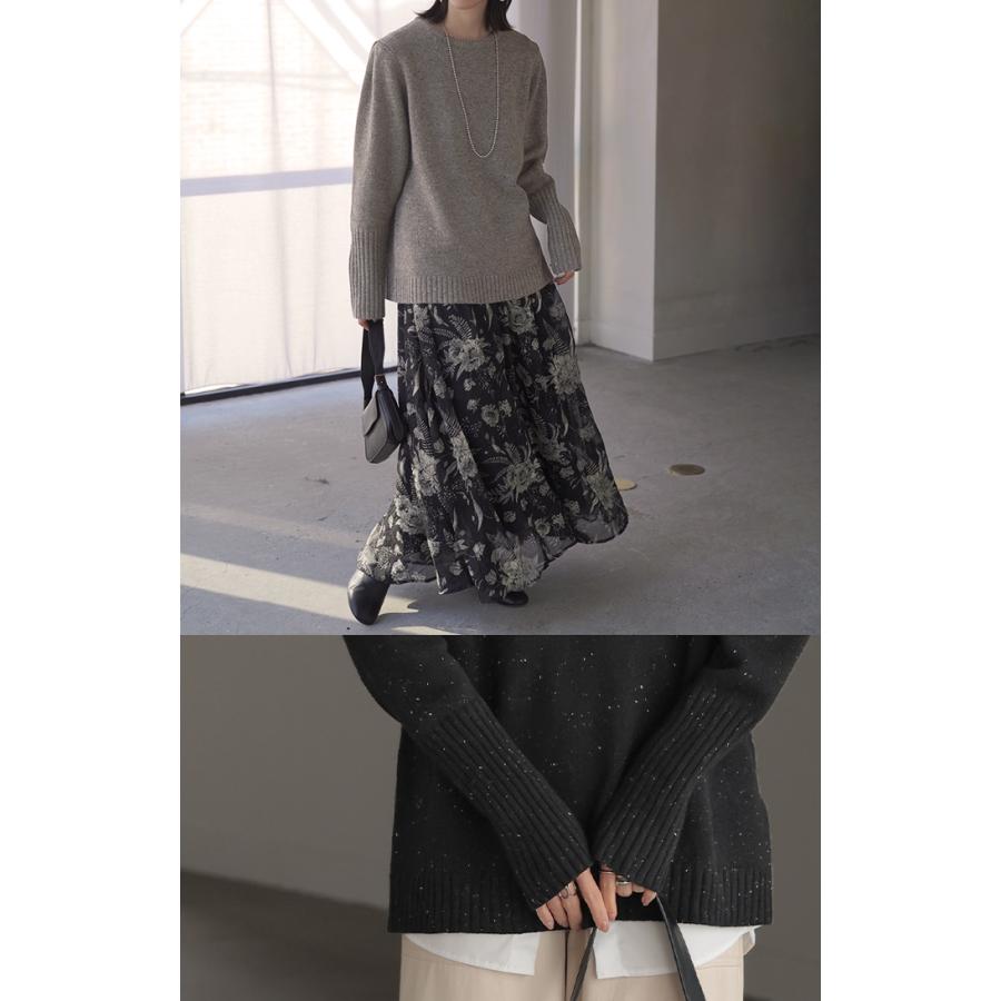 ニット ジャスト丈 ウール100% レディース ウール リブ二ット プルオーバー セーター トップス ミックス | HUG.U | 09