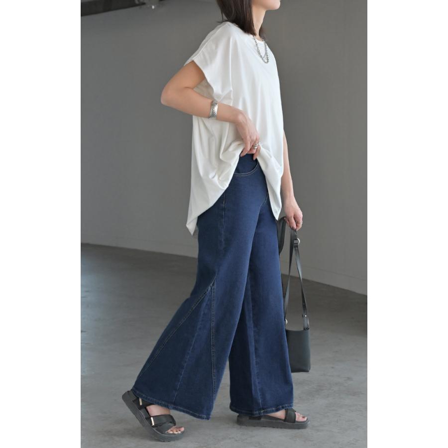 パンツ デニム フレア レディース ボトムス フレアパンツ ロング ロングパンツ ワイドパンツ ワイド ジーンズ ジーパン | HUG.U | 23