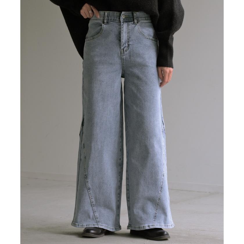 パンツ デニム フレア レディース ボトムス フレアパンツ ロング ロングパンツ ワイドパンツ ワイド ジーンズ ジーパン | HUG.U | 10