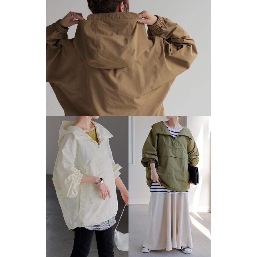 HUG.U パーカー 撥水 ハーフジップ アノラック レディース HUG.U パーカー 撥水 ハーフジップ アノラック レディース