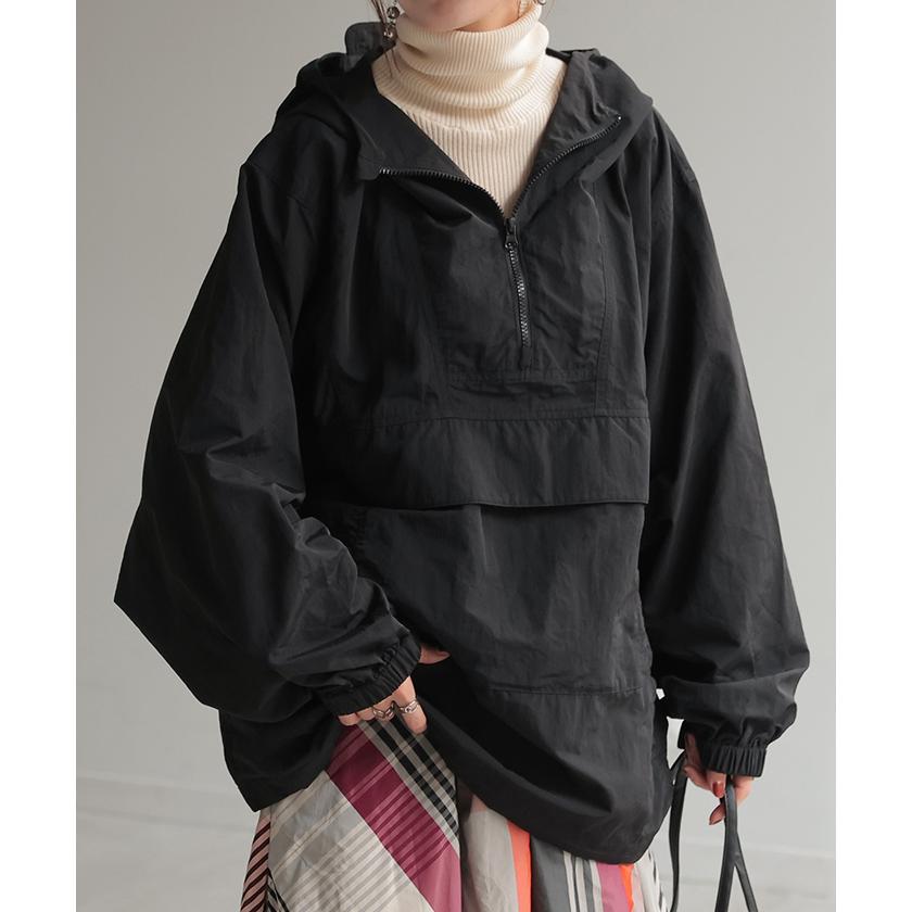 パーカー 撥水 ハーフジップ アノラック レディース  トップス オーバーサイズ ライトアウター アノラックパーカー | HUG.U | 09