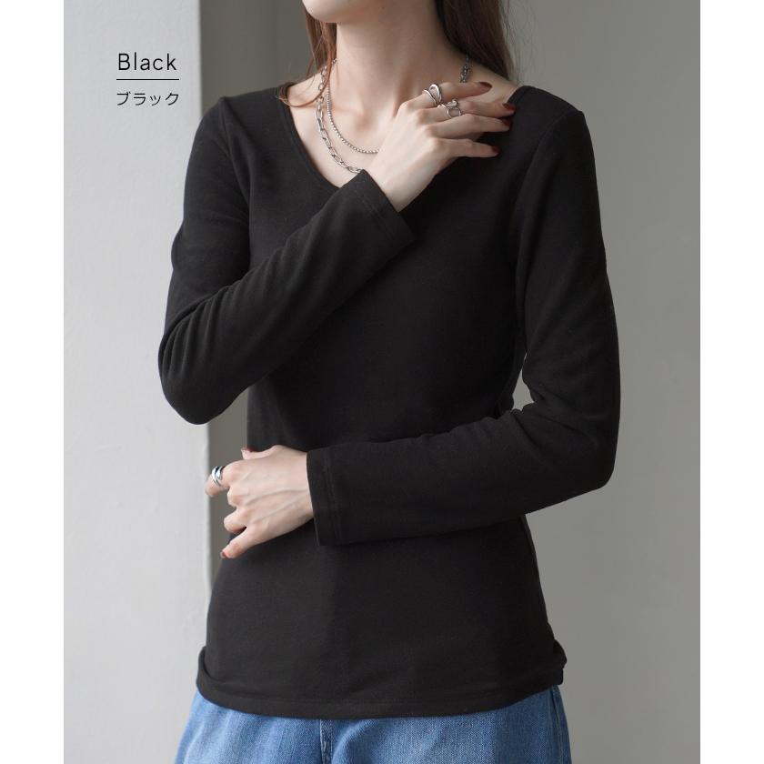 インナー レディース トップス 体感＋3.1℃ 発熱 カップ付き レディース 長袖 無地 チクチクしない 蒸れにくい 暖か HEATVEIL | HUG.U | 21