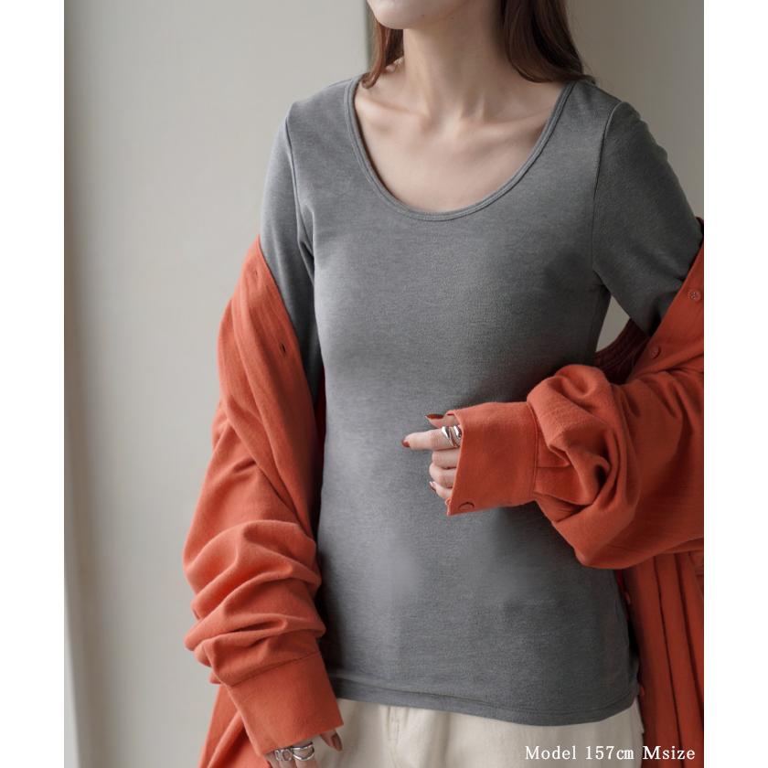 インナー レディース トップス 体感＋3.1℃ 発熱 カップ付き レディース 長袖 無地 チクチクしない 蒸れにくい 暖か HEATVEIL | HUG.U | 08