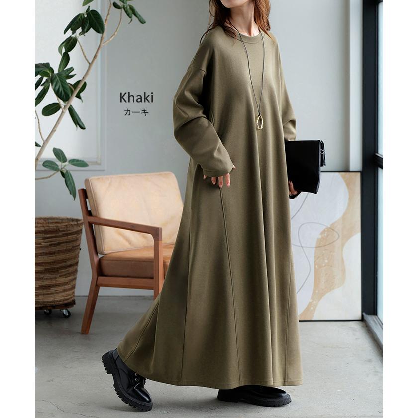 ワンピース ワンピ ロング ポンチ 防汚 選べる 2丈 レディース ロンT ロングワンピース カットソー コットンポンチ Aライン マキシ | HUG.U | 25