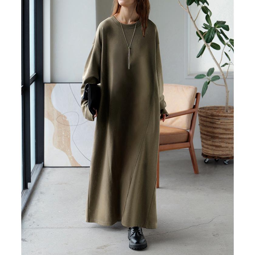 ワンピース ワンピ ロング ポンチ 防汚 選べる 2丈 レディース ロンT ロングワンピース カットソー コットンポンチ Aライン マキシ | HUG.U | 12