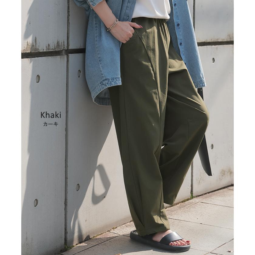 パンツ コクーン カーブ ワイド レディース ボトムス ボトム シワになりにくい ストレッチ ハイウエスト テーパード タック ウエストゴム 無地 軽量 軽い | HUG.U | 20