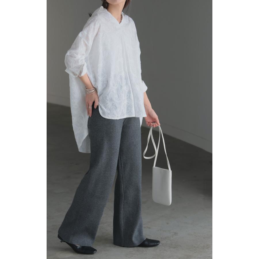 パンツ ニット レディース ボトムス ストレッチ 無地 ロング ロングパンツ マタニティ フレア 産前産後兼用 | HUG.U | 13