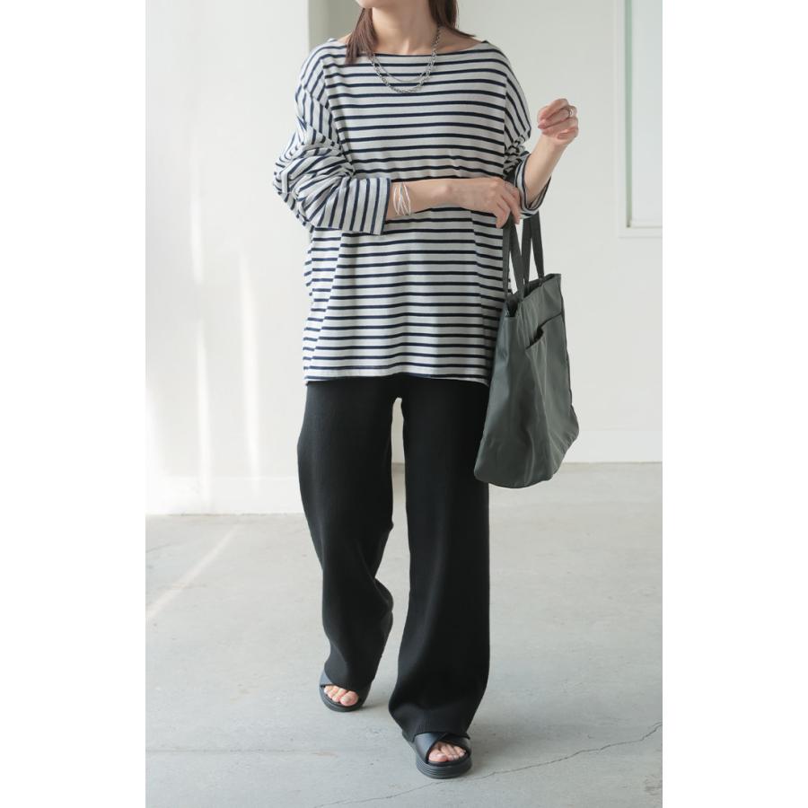 パンツ ニット レディース ボトムス ストレッチ 無地 ロング ロングパンツ マタニティ フレア 産前産後兼用 | HUG.U | 21