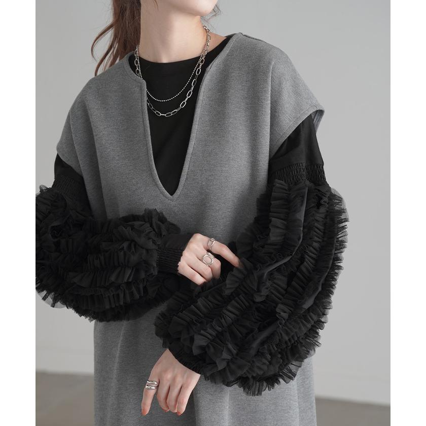 R*様 verybrain Rulle Top 長袖 チュール sakishimatokyo tシャツ チュールドッキング 長袖トップス/TOPS