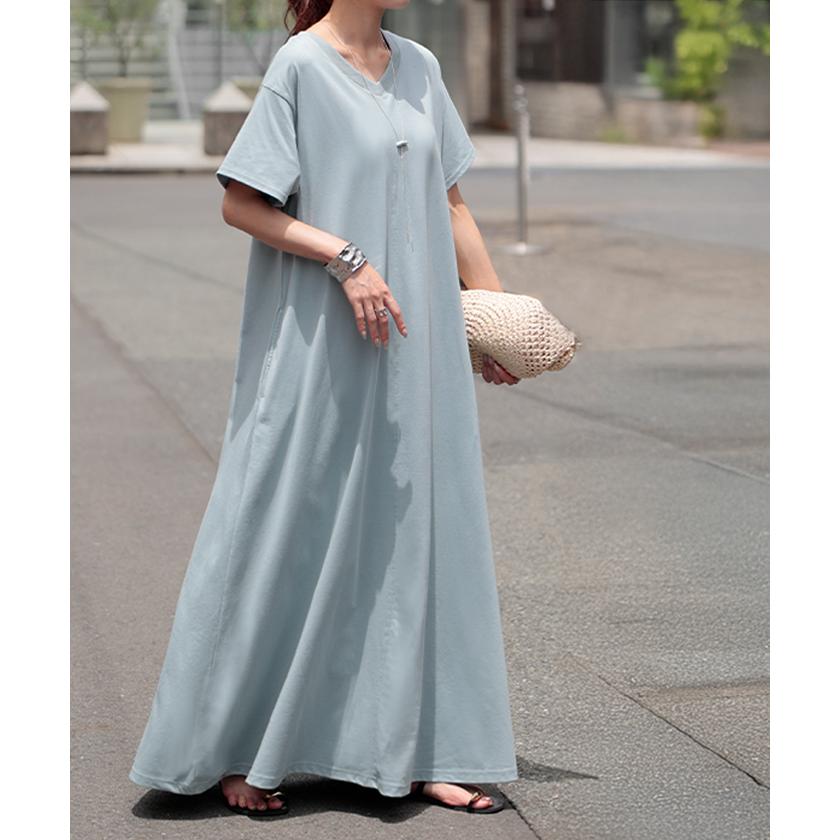 ワンピース Tシャツ 接触冷感 UVカット 選べる2丈 ロング ワンピ レディース 吸水 速乾 遮熱性 ロングワンピース カットソー Aライン マキシ シワになりにくい | HUG.U | 09