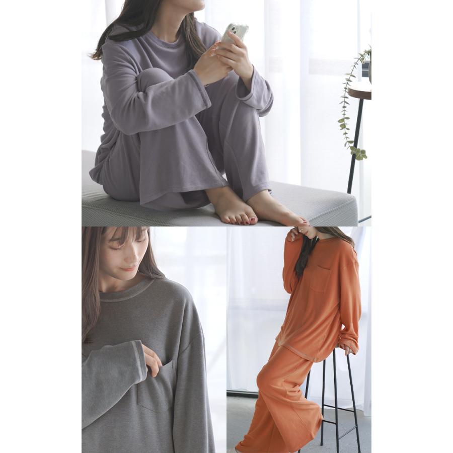 ルームウェア 体感＋3.1℃ セットアップ 腹巻 付き レディース パジャマ ロング 吸湿 発熱 静電気 防止 HEATVEIL | HUG.U | 13