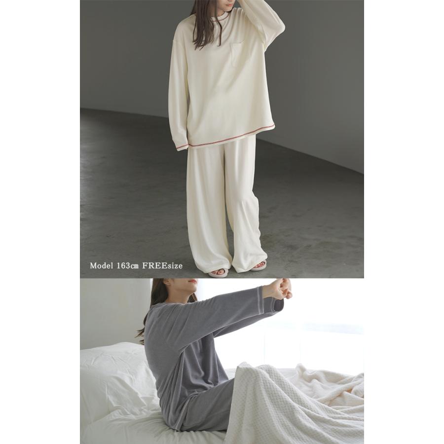 ルームウェア 体感＋3.1℃ セットアップ 腹巻 付き レディース パジャマ ロング 吸湿 発熱 静電気 防止 HEATVEIL | HUG.U | 21