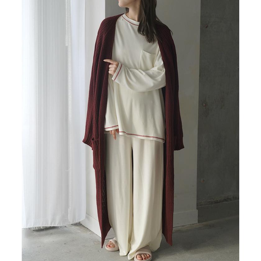 ルームウェア 体感＋3.1℃ セットアップ 腹巻 付き レディース パジャマ ロング 吸湿 発熱 静電気 防止 HEATVEIL | HUG.U | 08