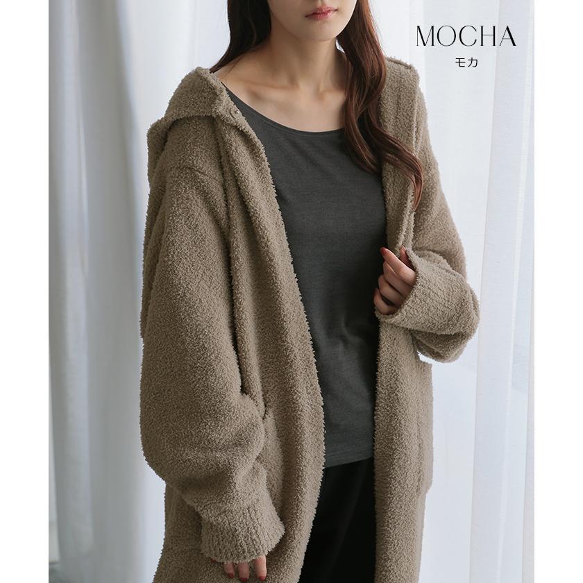 ルームウェア ガウン 着るブランケット レディース アウター カーディガン 部屋着 ワンピース ロング パジャマ ナイトウェア 無地 長袖 チクチクしない | HUG.U | 15