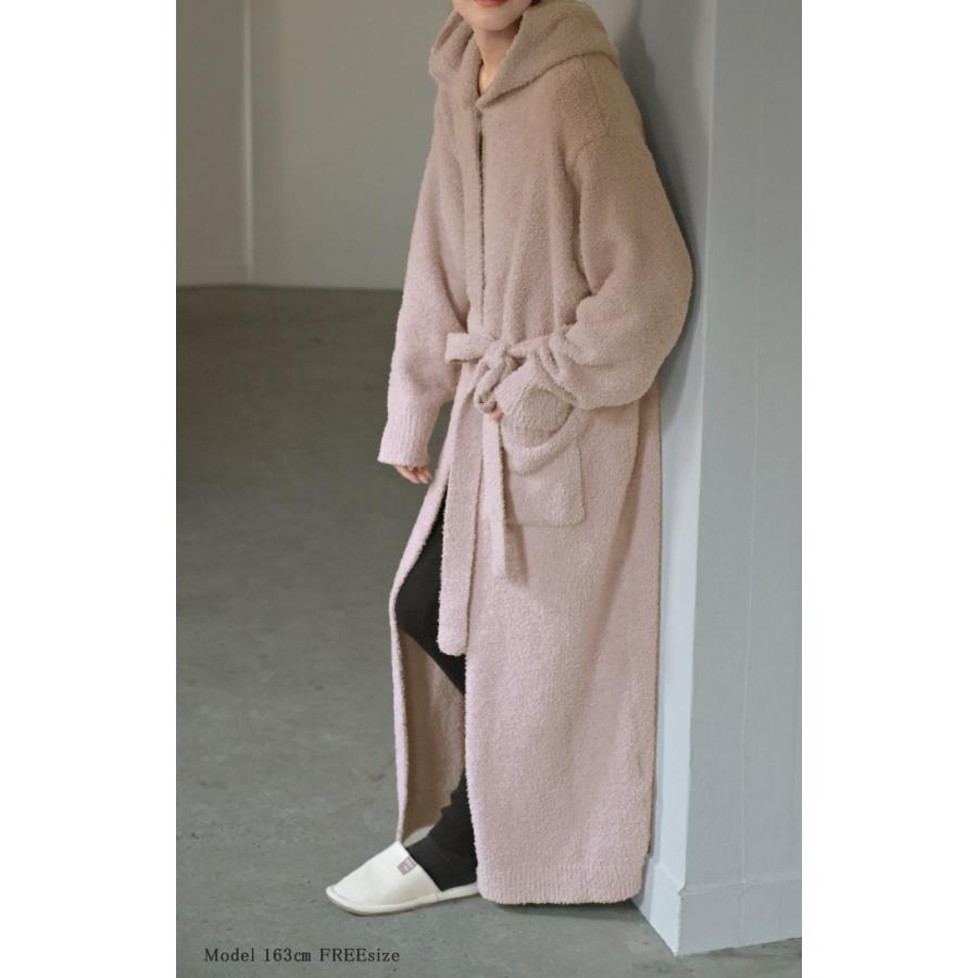 ルームウェア ガウン 着るブランケット レディース アウター カーディガン 部屋着 ワンピース ロング パジャマ ナイトウェア 無地 長袖 チクチクしない | HUG.U | 12