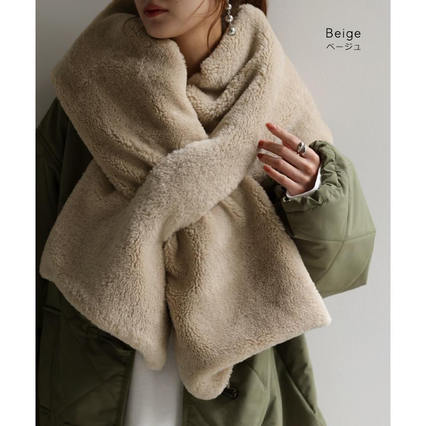 マフラー フェイク ファー 大判 レディース ストール 軽量 ロング 無地 チクチクしない 大判マフラー 大判ストール | HUG.U | 18
