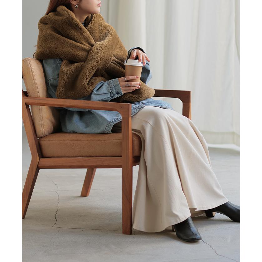 マフラー フェイク ファー 大判 レディース ストール 軽量 ロング 無地 チクチクしない 大判マフラー 大判ストール | HUG.U | 19