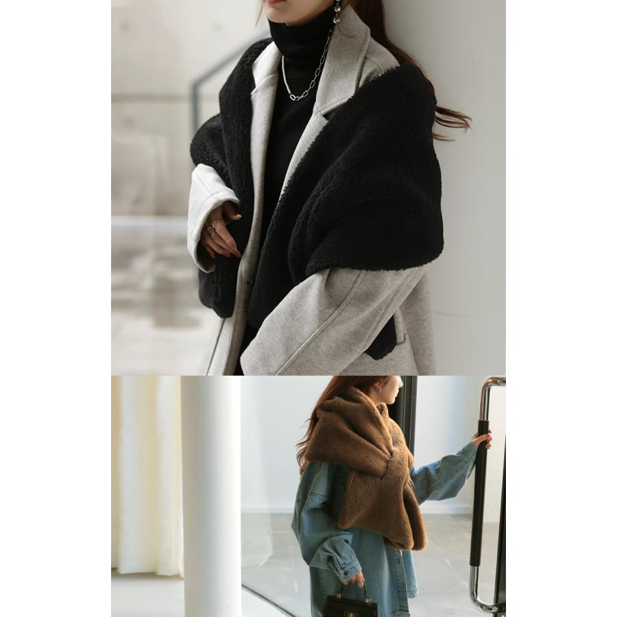 マフラー フェイク ファー 大判 レディース ストール 軽量 ロング 無地 チクチクしない 大判マフラー 大判ストール | HUG.U | 09