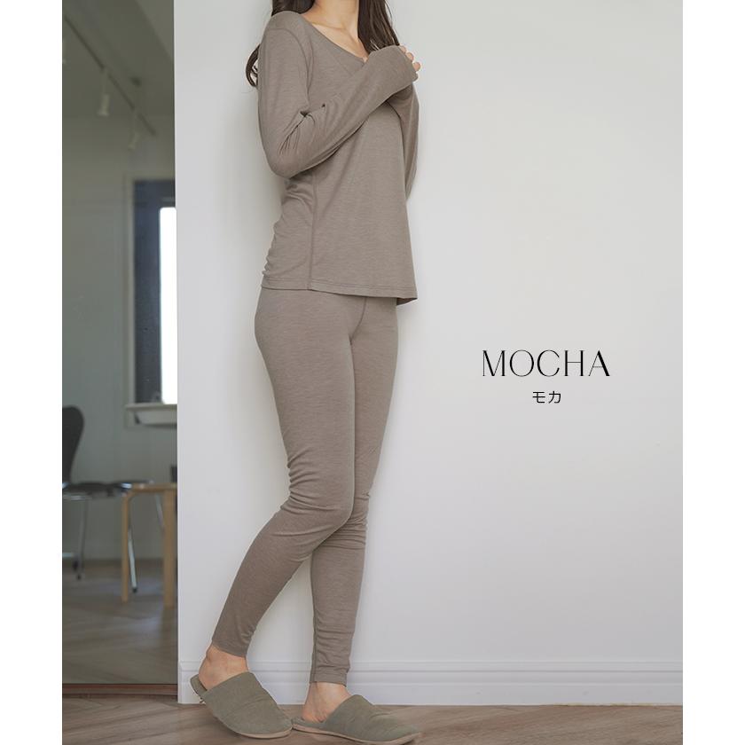 インナー シルク 混 セットアップ レディース 肌着 トップス ボトムス 吸湿 ロンT ルームウェア 無地 長袖 | HUG.U | 15