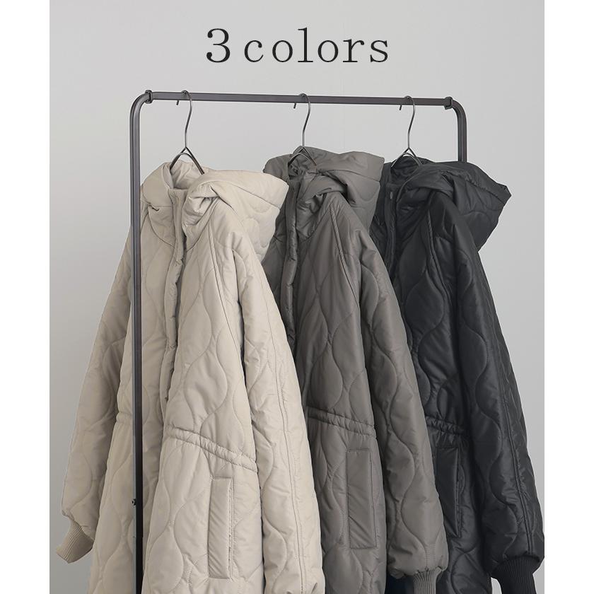 アウター キルティング レディース ロング ロングコート 中綿 パーカー ジャケット オーバー コート ミリタリー ハイネック フード 羽織 オーバーサイズ | HUG.U | 13
