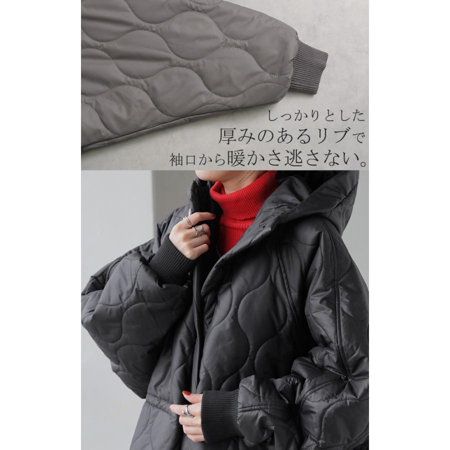 アウター キルティング レディース ロング ロングコート 中綿 パーカー ジャケット オーバー コート ミリタリー ハイネック フード 羽織 オーバーサイズ | HUG.U | 18