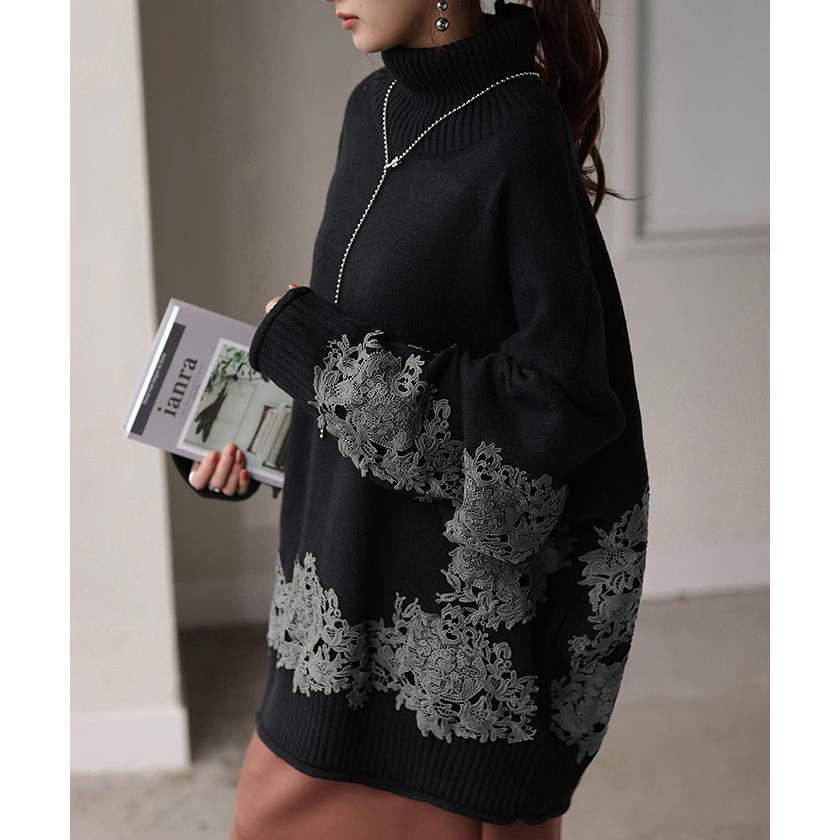 HUG.U（ハグユー） ニット レース タートル レディース トップス