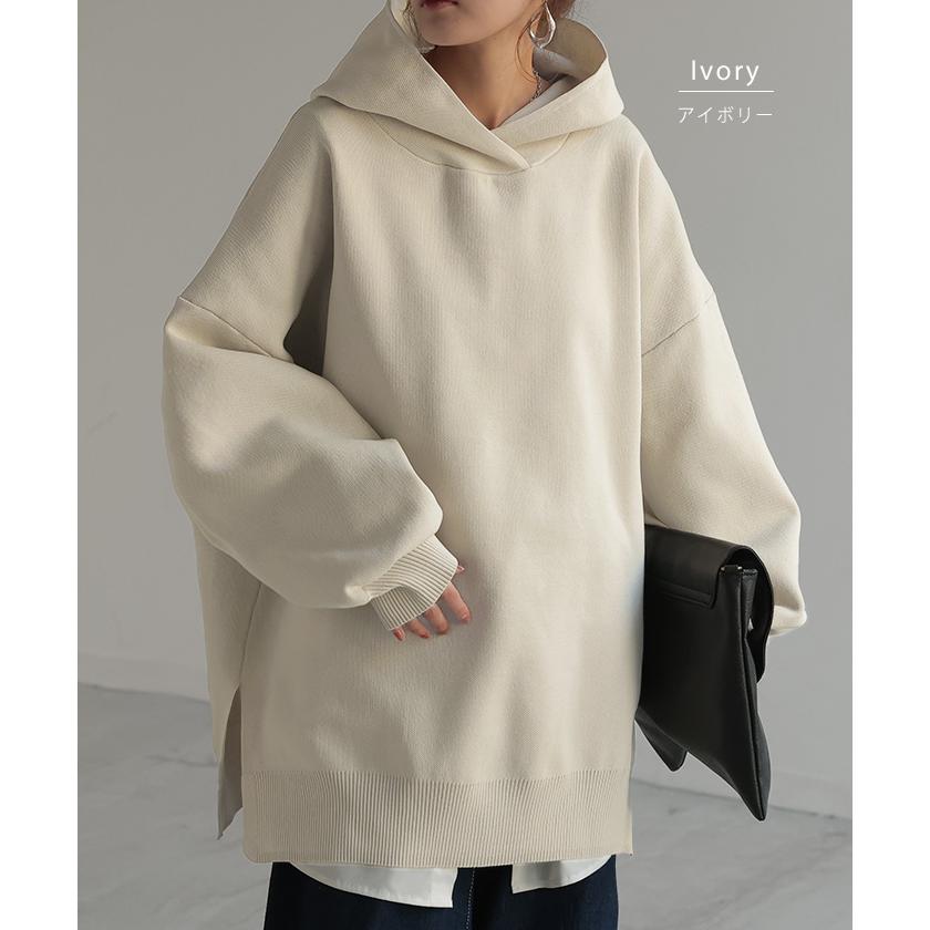 パーカー スポンジニット ニットパーカー ニット スポーティー レディース ライトアウター トップス プルオーバー | HUG.U | 17