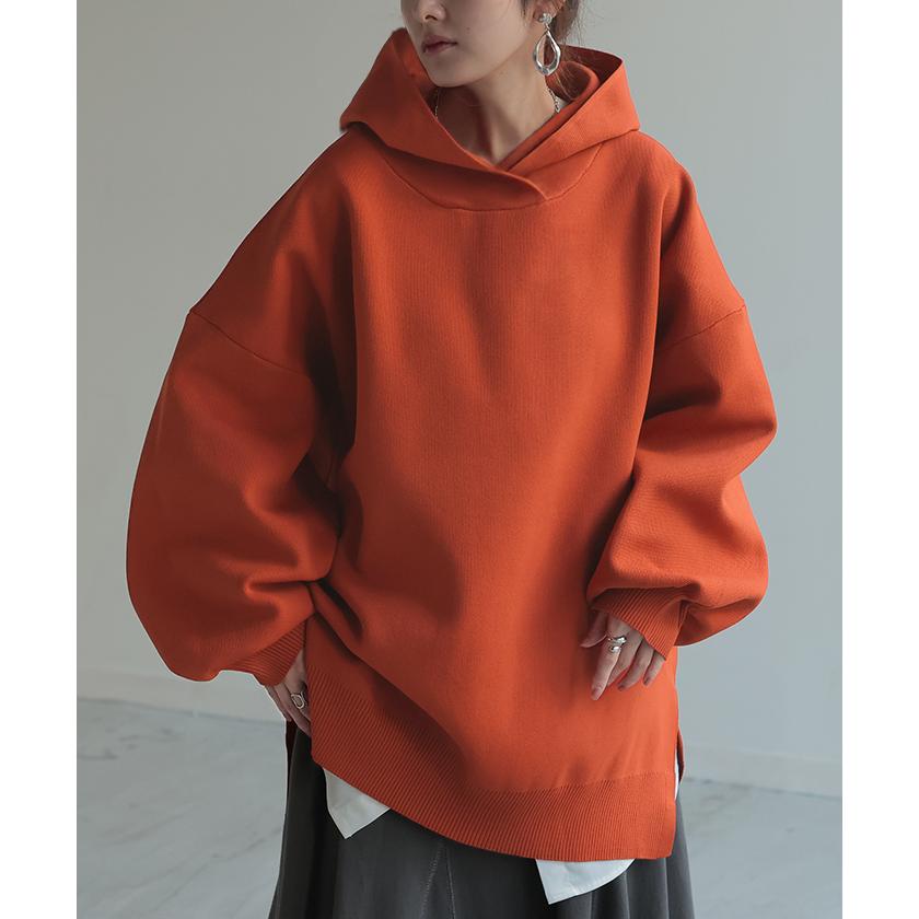 パーカー スポンジニット ニットパーカー ニット スポーティー レディース ライトアウター トップス プルオーバー | HUG.U | 09