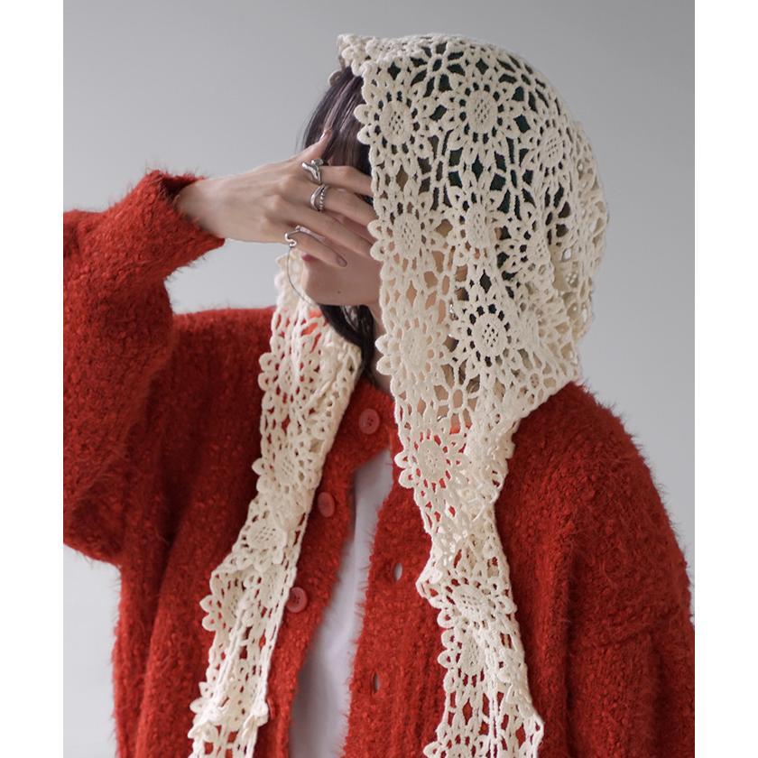 帽子 レース ニット帽 レディース ニット ビーニー ワッチ ニットハット ハット レースニット ボンネット 透かし編み 紐付き ニットキャップ | HUG.U | 06