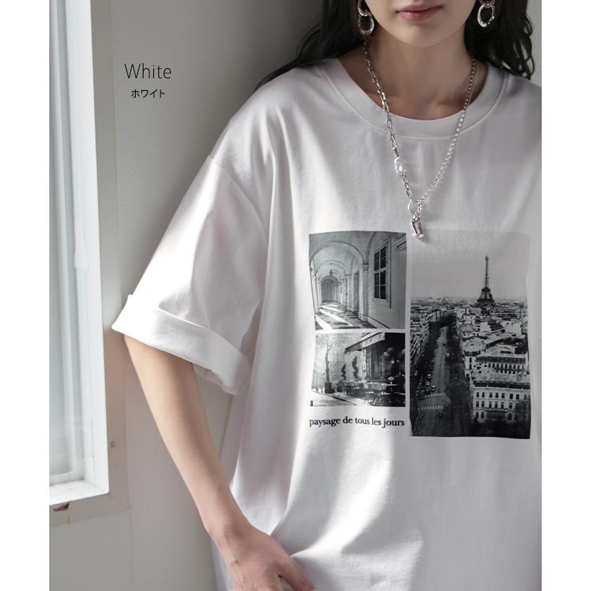 Tシャツ プリント 接触冷感 ＵＶカット レディース トップス 半袖 ロゴ カットソー ロング チュニック お尻が隠れる クルーネック ティーシャツ ロンT | HUG.U | 17
