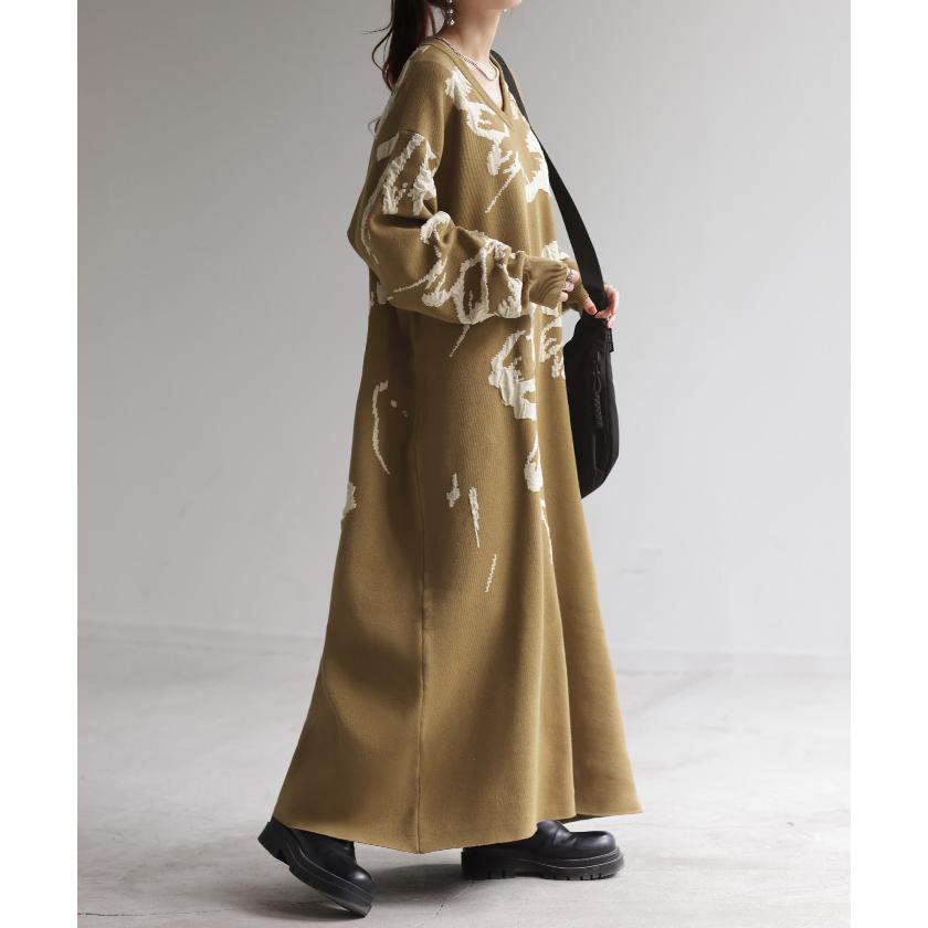 HUG.U（ハグユー） ワンピース ジャガード 花柄 綿100％ レディース