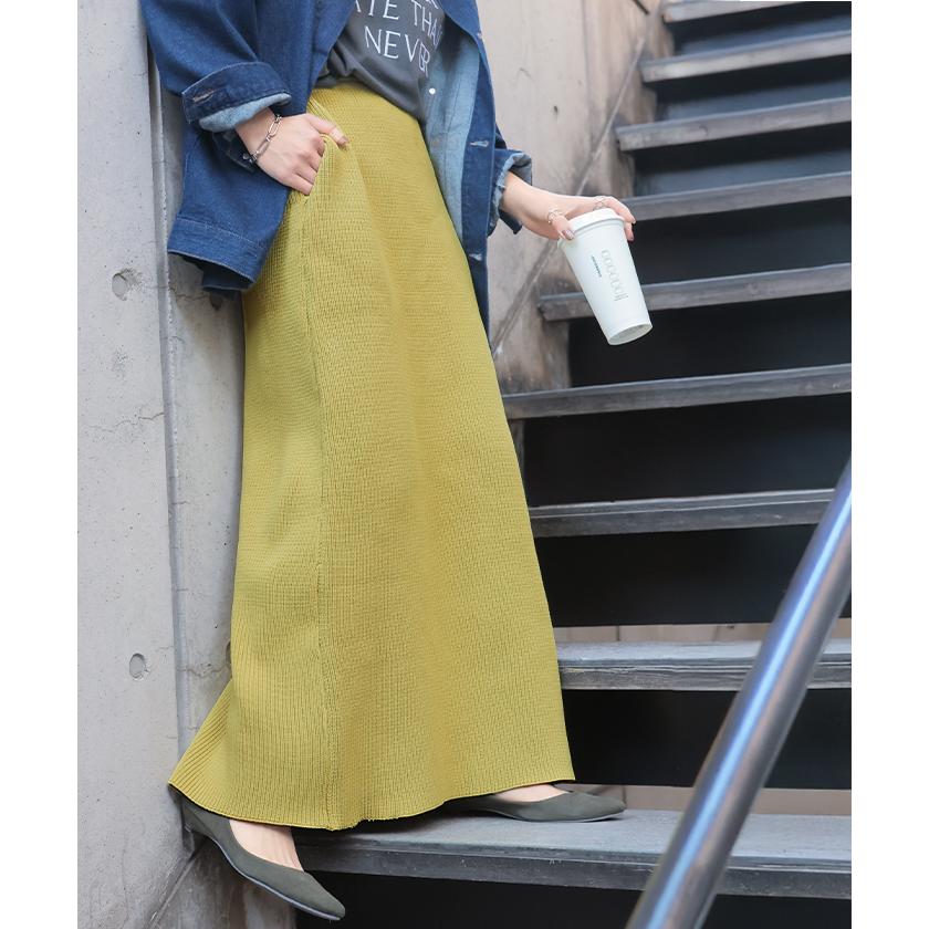 スカート 超伸び スポンジニット タイトスカート レディース ボトムス ニットスカート ロングスカート マキシスカート | HUG.U | 15
