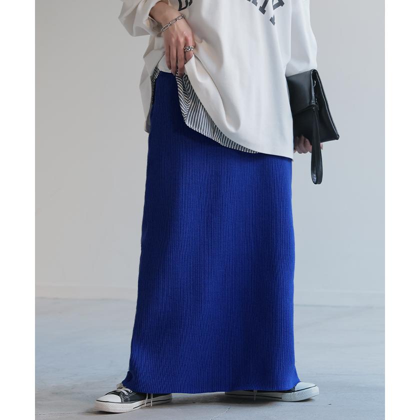 スカート 超伸び スポンジニット タイトスカート レディース ボトムス ニットスカート ロングスカート マキシスカート | HUG.U | 09