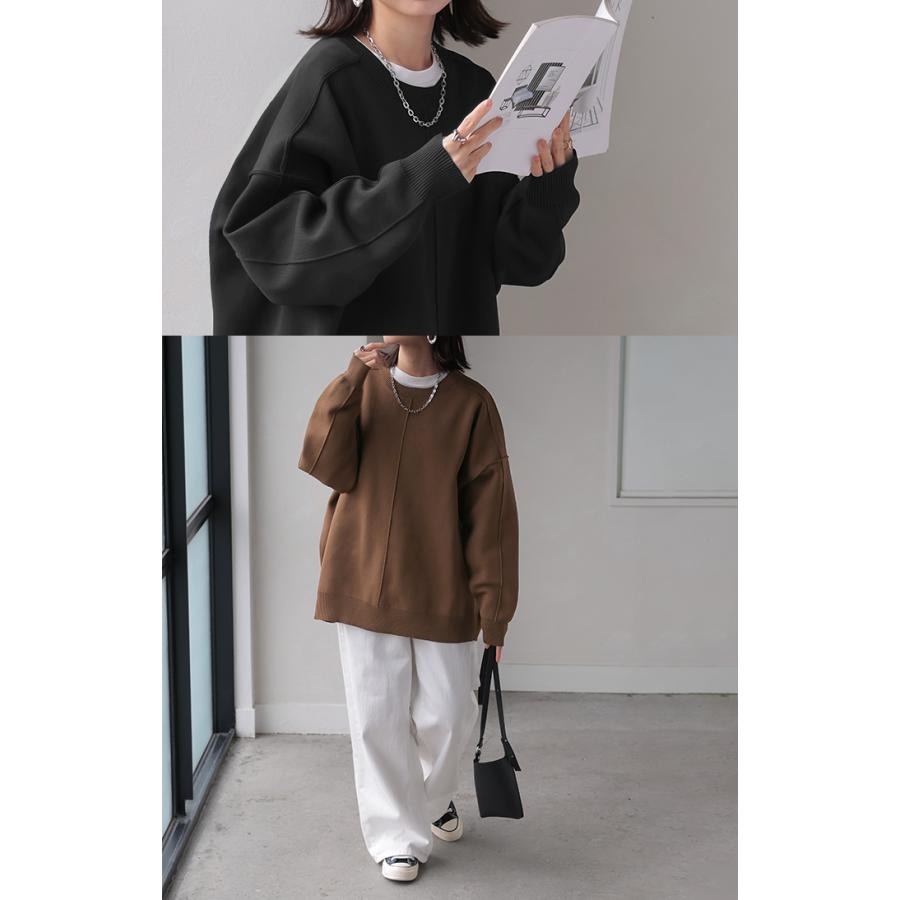 ニット チクチクしない スポンジニット レディース トップス セーター オーバー プルオーバー ロング | HUG.U | 08