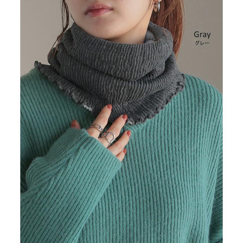 ネックウォーマー 腹巻き 2way 手洗い可 レディース メロウ リブ マフラー 薄手 軽量 ウール 混 シルク 無地 ストレッチ ロング タートルネック 防寒 あったか | HUG.U | 14