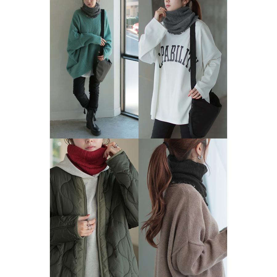 ネックウォーマー 腹巻き 2way 手洗い可 レディース メロウ リブ マフラー 薄手 軽量 ウール 混 シルク 無地 ストレッチ ロング タートルネック 防寒 あったか | HUG.U | 19